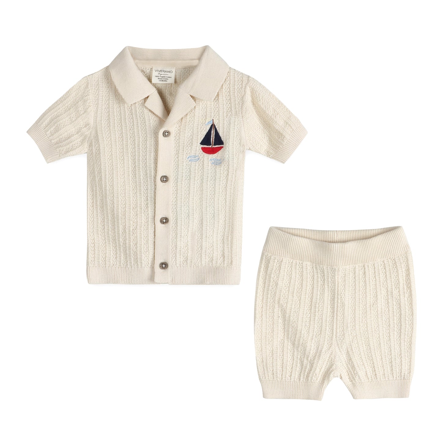 Sailboat Embroidered Baby Shirt & Shorts Set