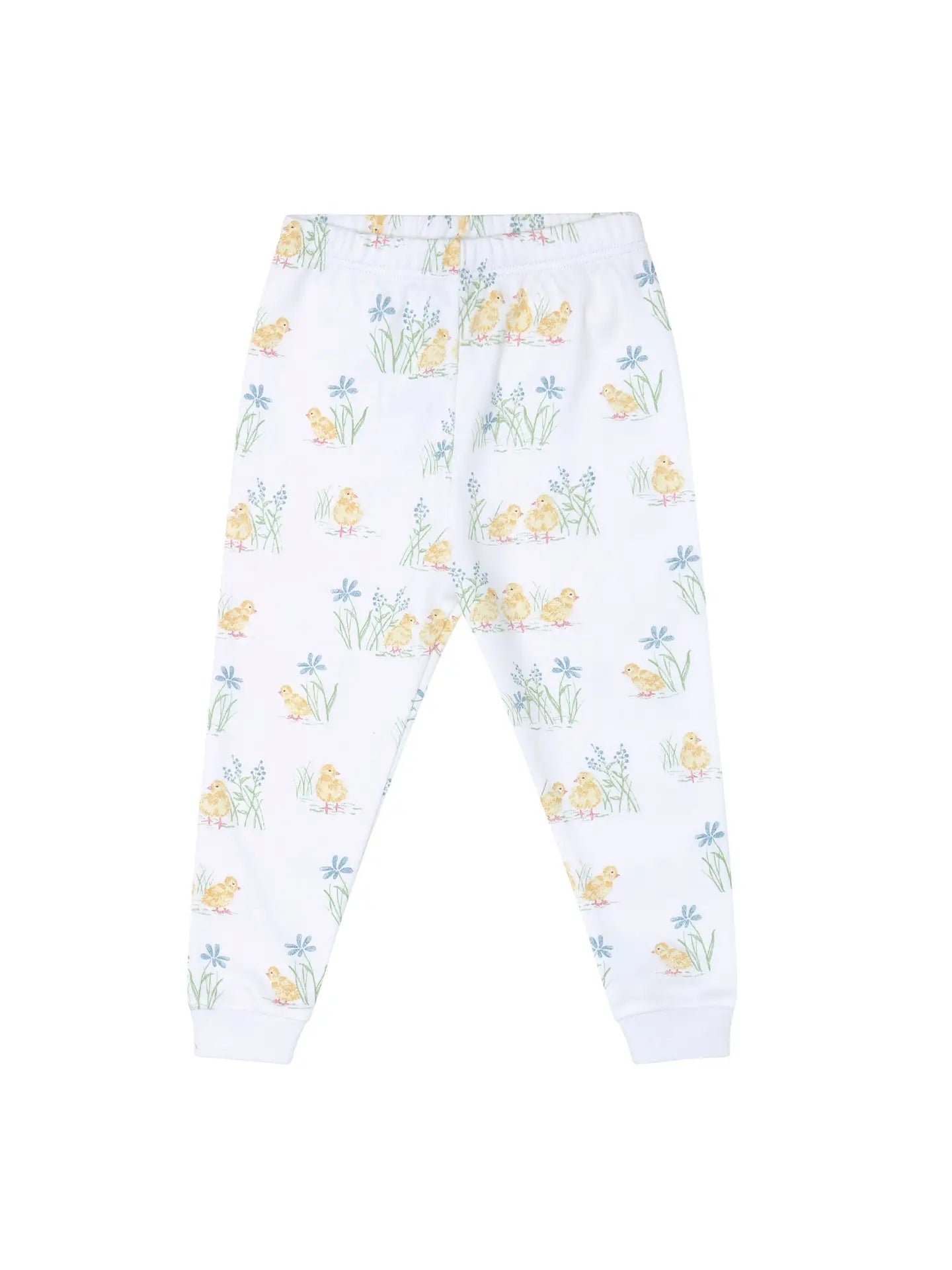 Children's pants with floral pattern on a white background