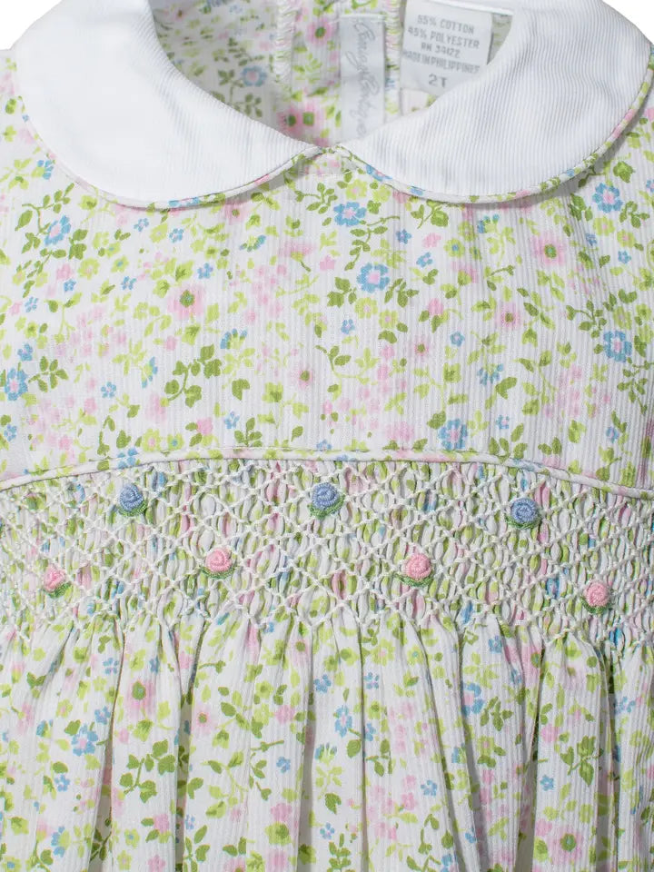 Shortsleeve Baby Girl Dress/Panty Green Floral