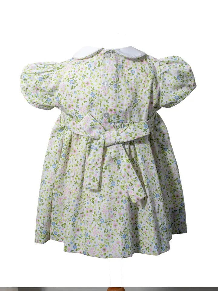 Shortsleeve Baby Girl Dress/Panty Green Floral