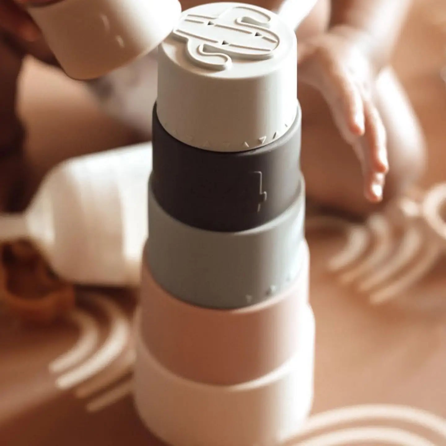 Stacking Cups Toy Soft Silicone with Shapes Bath or Beach