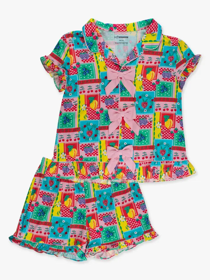 Sleeve Bow Ruffle Pajama Set