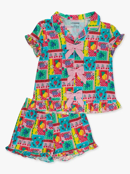 Sleeve Bow Ruffle Pajama Set