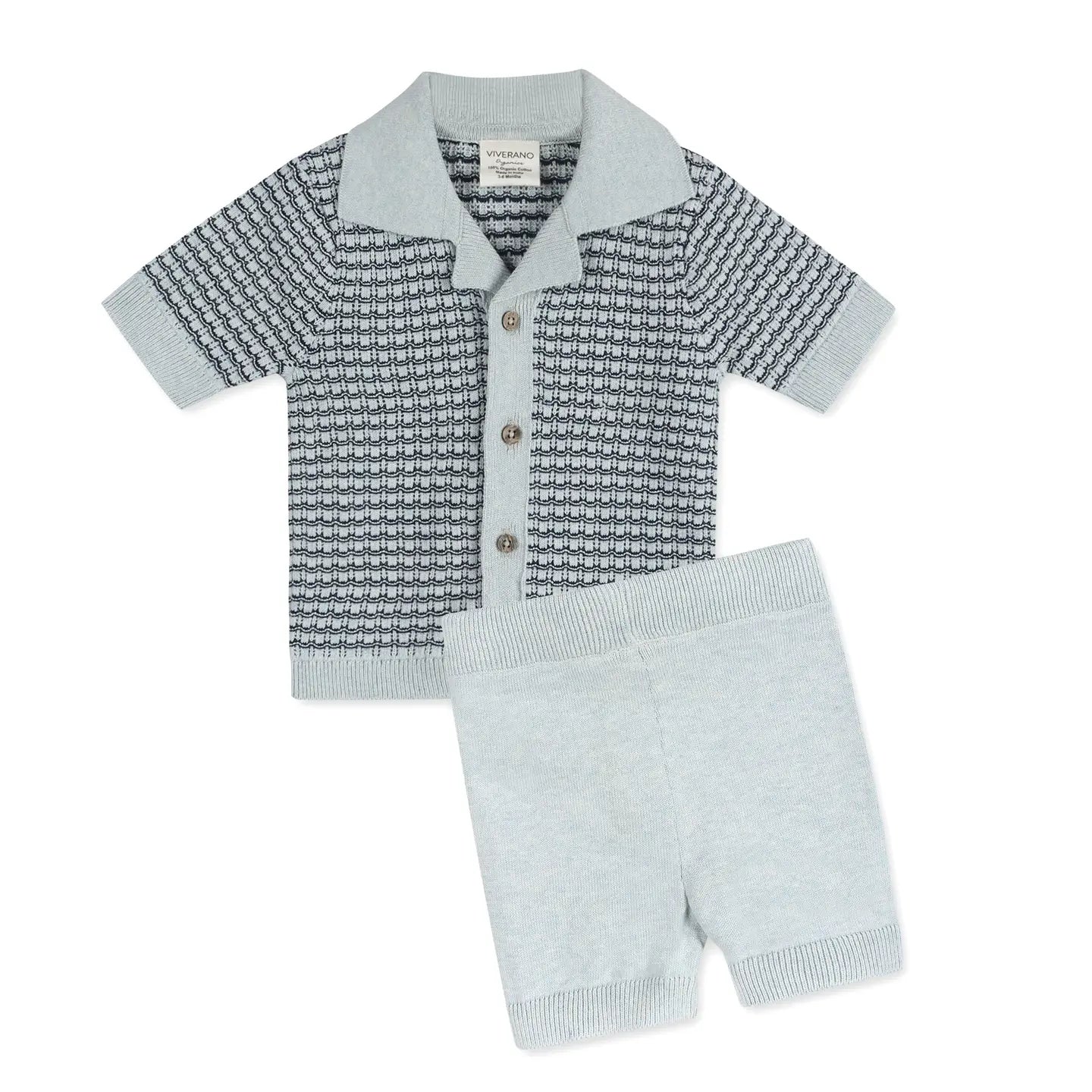Miles Wave Textured Baby Shirt & Shorts Set