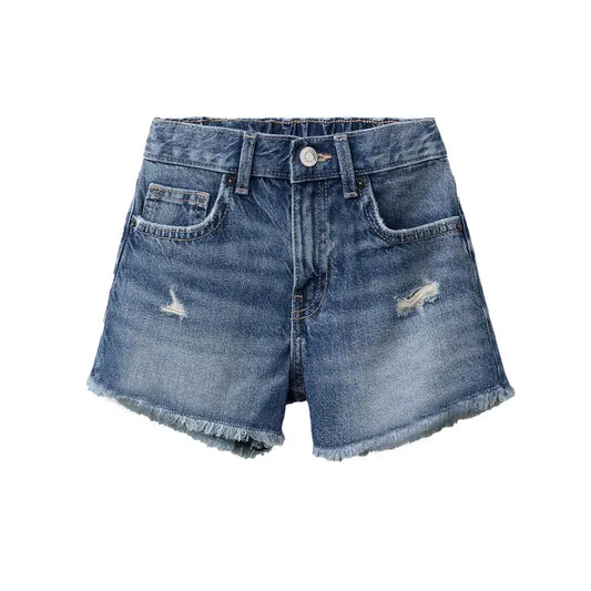 Girls' Lily Ripped Denim Shorts W Raw Hem