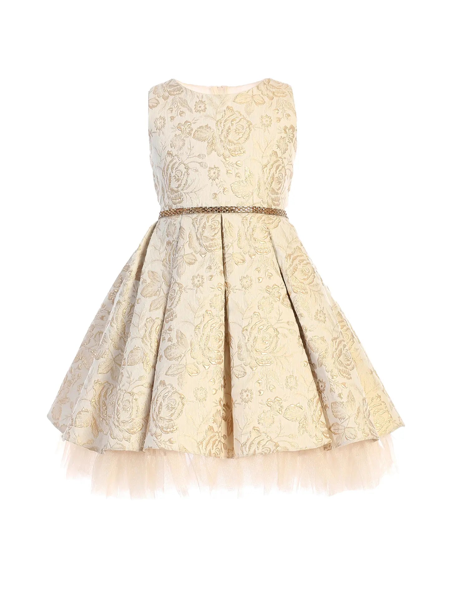 *Pre-Order* Metallic Floral Pleated Jacquard w/ Peek A Boo Tulle