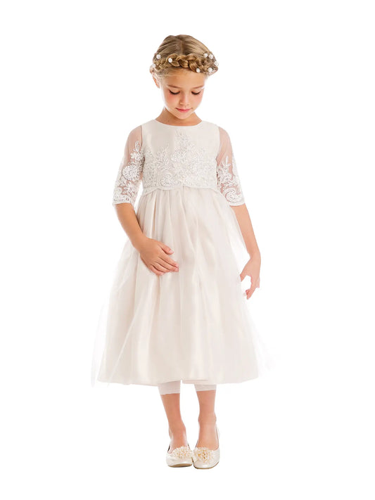 *Pre-Order* Sequin Detail Scalloped Lace Top with Satin & Tulle