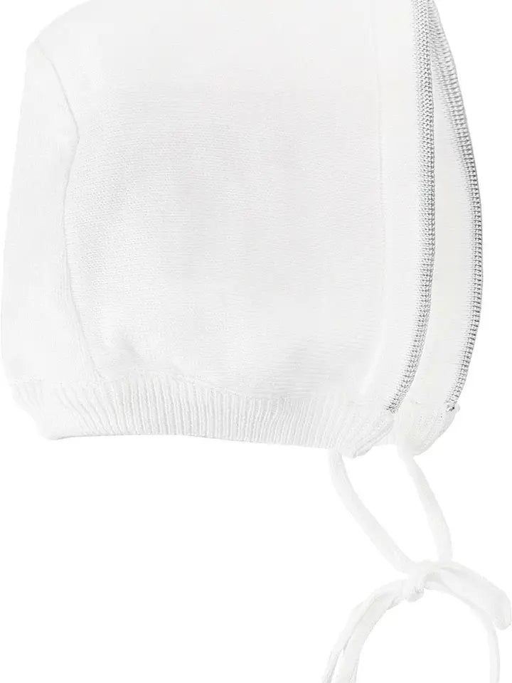 *PREORDER* Baby Boy Knit Pearl Silver Cross Outfit + Bonnet