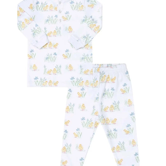 Baby outfit with floral pattern on a white background