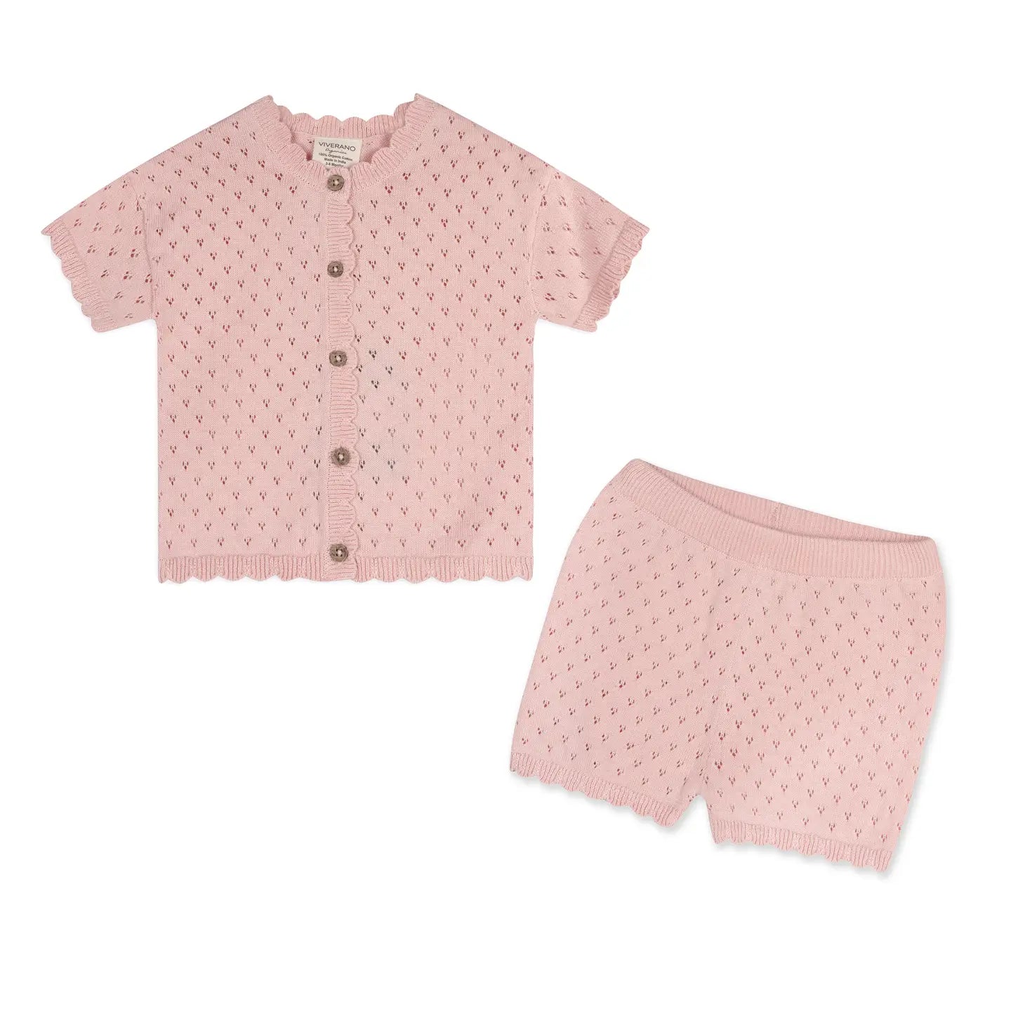 Emily Pointelle Baby Shirt & Shorts Set