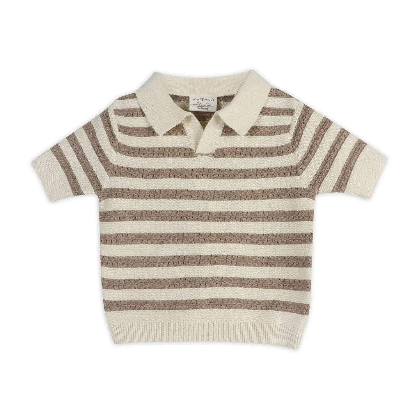 Striped sweater with collar on a white background